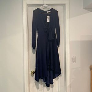 Woman’s blue dress